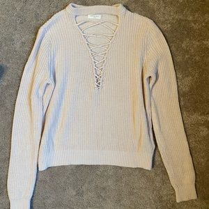Light Pink Lace-Up Sweater